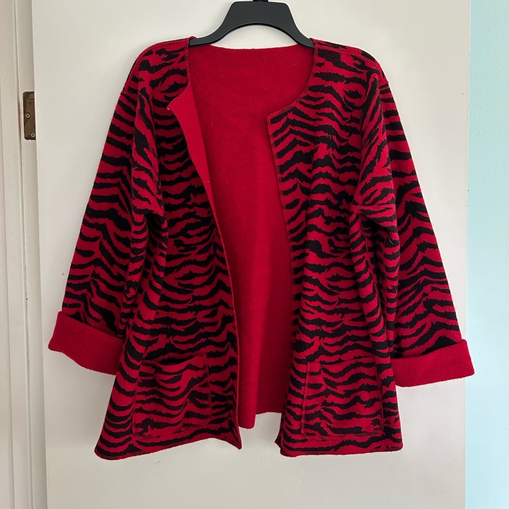 Chico's boiled wool cardi size 3 reversible pockets on both sides